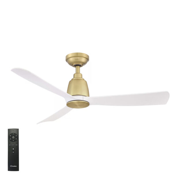 Three Sixty Kute 3 Blade DC Ceiling Fan - 44" (Satin Brass with White Blades)