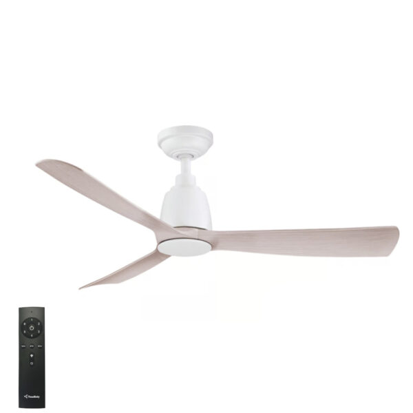 Three Sixty Kute 3 Blade DC Ceiling Fan - 44" (White with Washed Oak Blades)