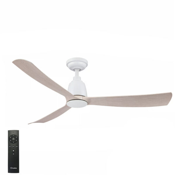 Three Sixty Kute 3 Blade DC Ceiling Fan - 52" (White with Washed Oak Blades)