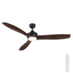 Mercator Lora DC Ceiling Fan with LED Light - 60" (Black with Dark Timber-style Blades)