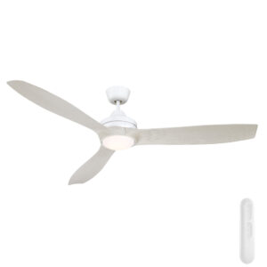 Mercator Lora DC Ceiling Fan with LED Light - 60" (White with Light Timber-style Blades)
