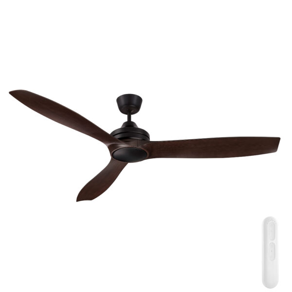 Mercator Lora DC Ceiling Fan with Remote - 60" (Black with Dark Timber-style Blades) - Image 1