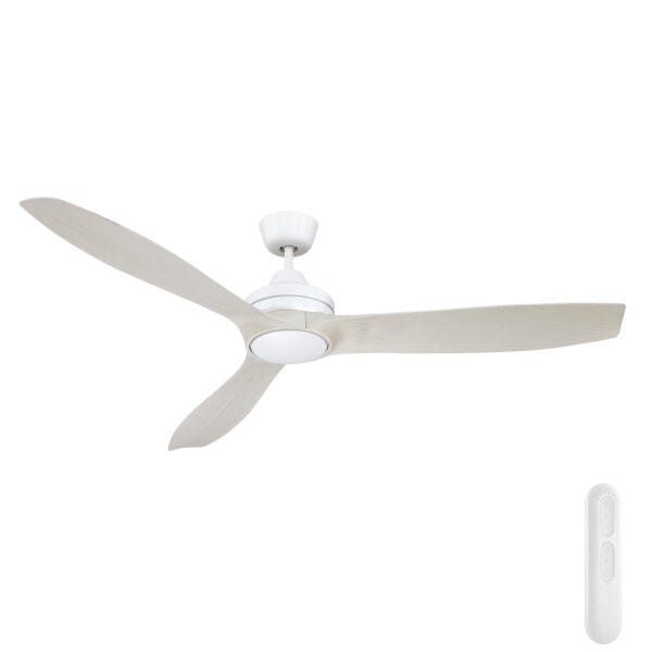 Mercator Lora DC Ceiling Fan with Remote - 60" (White with Light Timber-style Blades) - Image 1