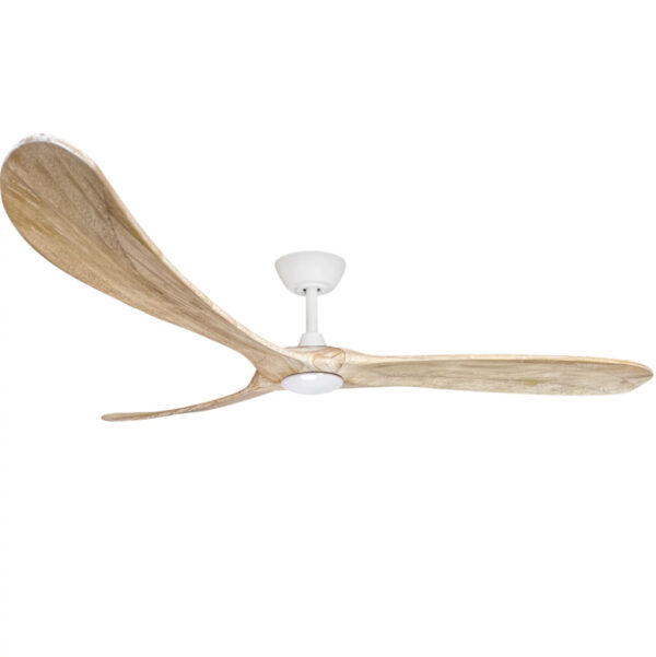 Three Sixty Timbr DC Ceiling Fan 72″ with LED Light (White & Weathered Oak) - Image 3