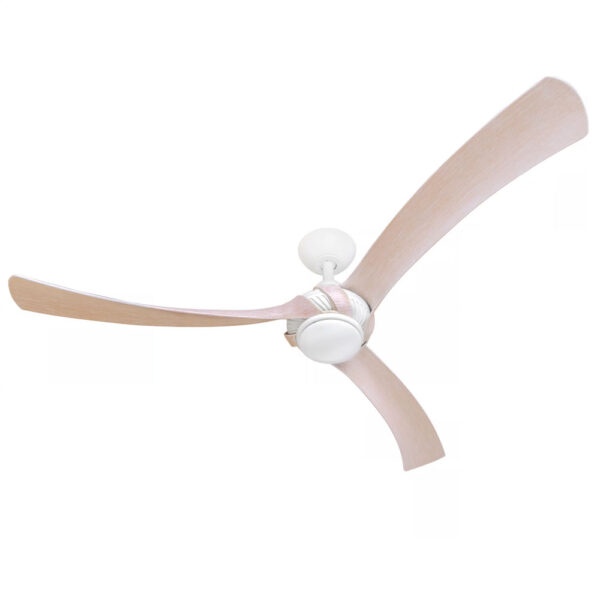 Three Sixty Arumi Ceiling Fan with LED Light 52″ (White with Washed Oak Blades) - Image 5
