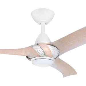 Three Sixty Arumi V2 52-inch Ceiling Fan with LED Light in White with Washed Oak Motor