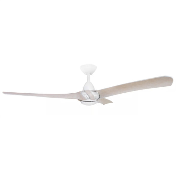 Three Sixty Arumi Ceiling Fan with LED Light 52″ (White with Washed Oak Blades) - Image 4