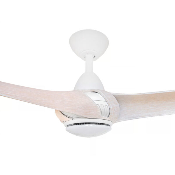 Three Sixty Arumi Ceiling Fan with LED Light 52″ (White with Washed Oak Blades) - Image 6