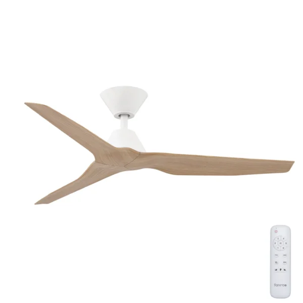 fanco-infinity-id-v3-smart-dc-48-inch-white-with-beechwood-blades-no-light-with-remote-control Fanco Infinity-iD DC Smart Ceiling Fan 48″ with Remote (White with Beechwood) - main