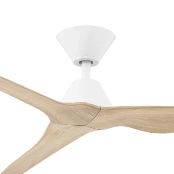 Fanco Infinity-iD DC Smart Ceiling Fan 54″ with Remote (White with Beechwood Timber-style Blades) - close up