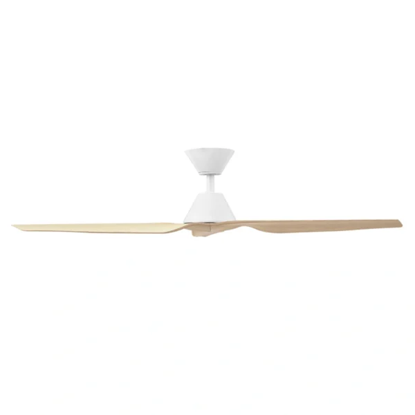 Fanco Infinity-iD DC Smart Ceiling Fan 54″ with Remote (White with Beechwood Timber-style Blades) - side view
