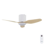 Studio Smart DC Low Profile Ceiling Fan with Dimmable CCT LED Light 42" (White with Beechwood)