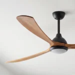 fanco-sanctuary-dc-ceiling-fan-86-inch-black-with-teak-blades-with-led-light-angled-zoomed-in