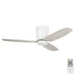 Eglo Seacliff Ceiling Fan DC Motor 44″ with CCT LED Light (White with Gessami Oak Blades)