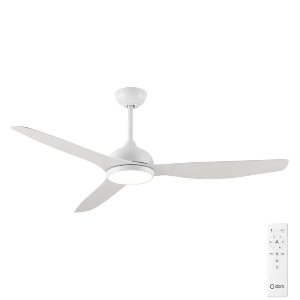 claro-whisper-dc-58-inch-ceiling-fan-with-led-light-and-remote-white Claro Whisper DC Ceiling Fan with LED Light - 58" (White) - Image 1