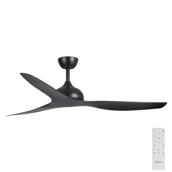 Claro Whisper DC Ceiling Fan - 58" (Black) - shorter main rod - main