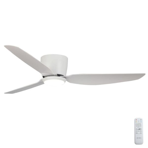 Claro Whisper Low Profile DC Ceiling Fan with LED Light - 52" (White)