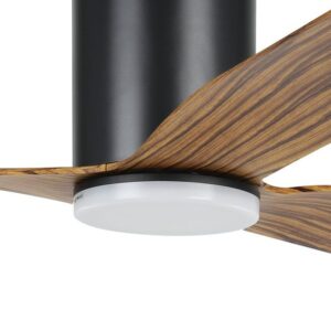 Eglo Iluka DC low profile ceiling fan 52 black timber led closeup