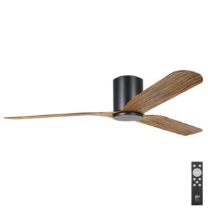 eglo iluka low profile dc 60 inch black and timber with remote