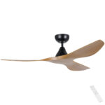 Eglo Surf DC Ceiling Fan Black with Burmese Teak Blades 52"