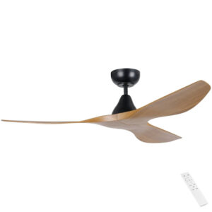 Eglo Surf DC Ceiling Fan Black with Burmese Teak Blades 52"