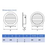 Manrose Round Fixed Louvre Grille 150mm- White - Image 3