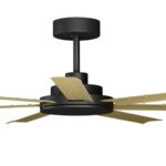 Calibo Alula DC Ceiling Fan with Remote Control Black with Bamboo Blades 60 inch Motor