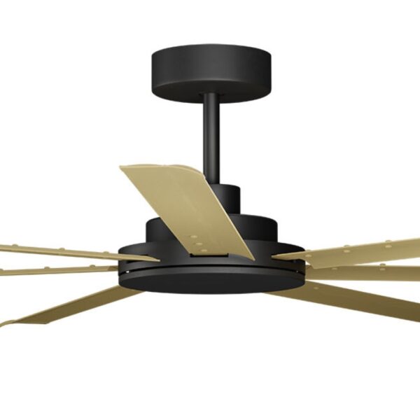 Calibo Alula DC Ceiling Fan with Remote Control Black with Bamboo Blades 80 inch Motor