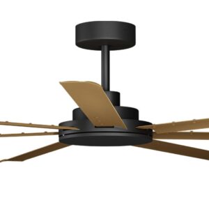 Calibo Alula DC Ceiling Fan with Remote Control Black with Teak Blades 80 inch Motor