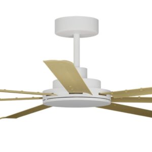 Calibo Alula DC Ceiling Fan with Remote Control White with Bamboo Blades 80 inch Motor