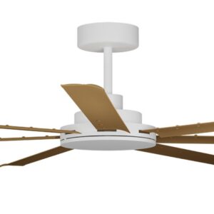 Calibo Alula DC Ceiling Fan with Remote Control White with Teak Blades 80 inch Motor