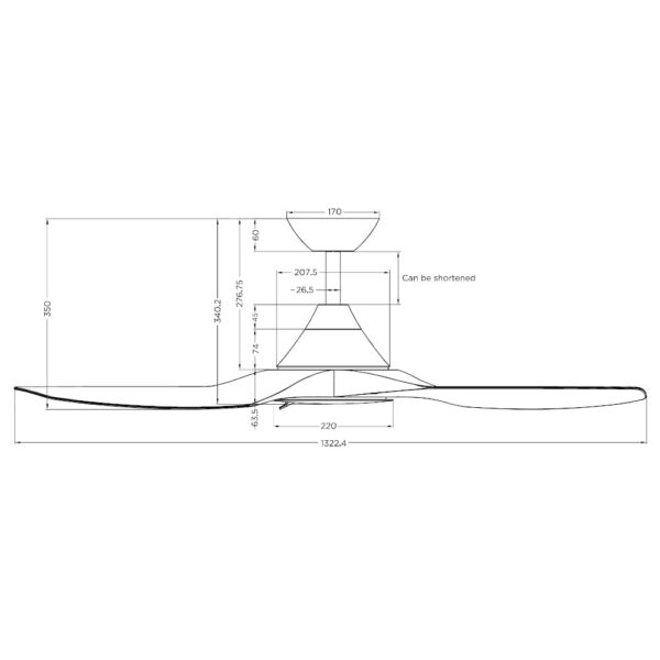 Calibo Cloudfan No Light 52 inch Dimensions