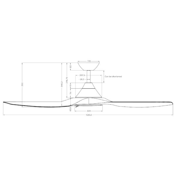 Calibo Cloudfan No-Light 60 inch Dimensions