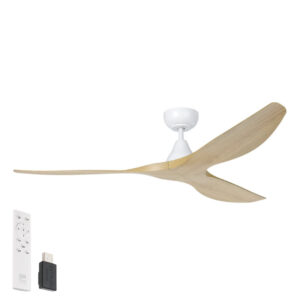 Surf SMART DC Ceiling Fan by Eglo White and Oak 60"