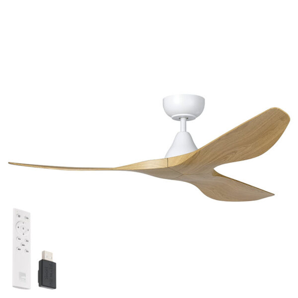 surf-smart-dc-ceiling-fan-by-eglo-white-with-oak-52 Surf SMART DC Ceiling Fan by Eglo White with Oak 52"