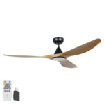 Surf SMART DC Ceiling Fan by Eglo with LED Light Black and Teak 60"