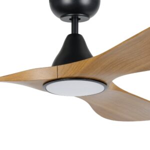 Surf SMART DC Ceiling Fan by Eglo with LED Light Black with Teak 52" Motor