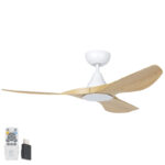 Surf SMART DC Ceiling Fan by Eglo with LED Light White and Oak 48"
