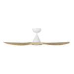Surf SMART DC Ceiling Fan by Eglo with LED Light White and Oak 48" Side View