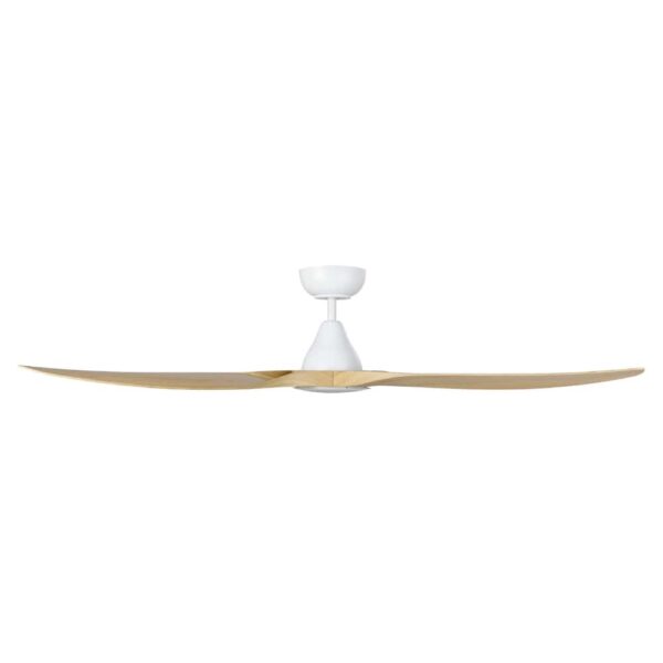 Surf SMART DC Ceiling Fan by Eglo with LED Light White and Oak 60" Side View