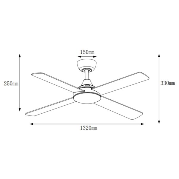 withoutlight dimension Claro Cooler AC Ceiling Fan with Wall Control - 52" (White) - Image 3