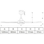 Hunter Pacific Azure Ceiling Fan with ABS Blades White 48" Dimensions