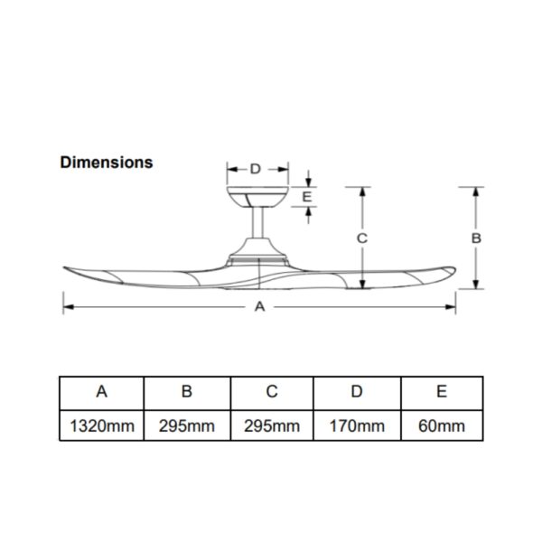 Hunter Pacific Evolve 52 inch Dimension