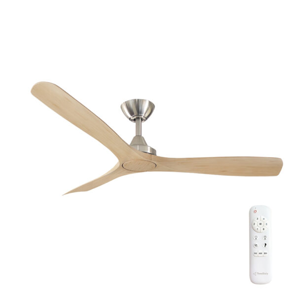 Three Sixty Spitfire DC Ceiling Fan - 52" (Brushed Nickel with Natural Blades) - Image 1