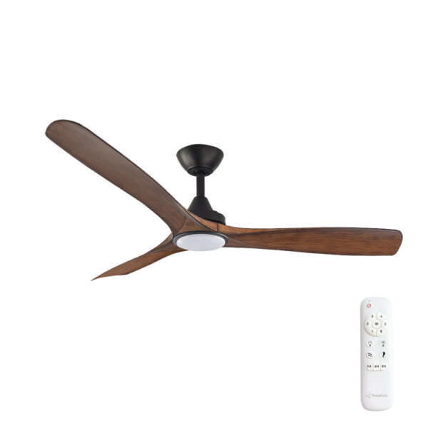 three-sixty-spitfire-dc-ceiling-fan-with-led-light-black-with-koa-blades-52 Three Sixty Spitfire DC Ceiling Fan with LED Light - 52" (Black with Koa Blades) - Image 1