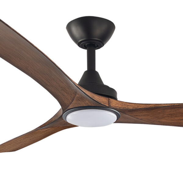 Three Sixty Spitfire DC Ceiling Fan with LED Light - 52" (Black with Koa Blades) - Image 2