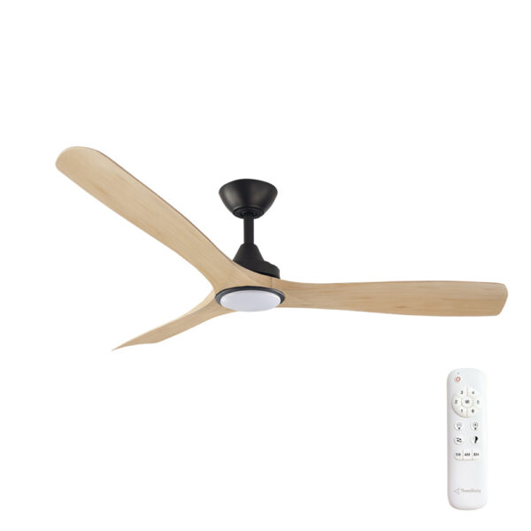 three-sixty-spitfire-dc-ceiling-fan-with-led-light-black-with-natural-blades-52 Three Sixty Spitfire DC Ceiling Fan with LED Light - 52" (Black with Natural Blades) - Image 1