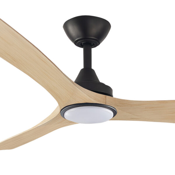Three Sixty Spitfire DC Ceiling Fan with LED Light - 52" (Black with Natural Blades) - Image 2