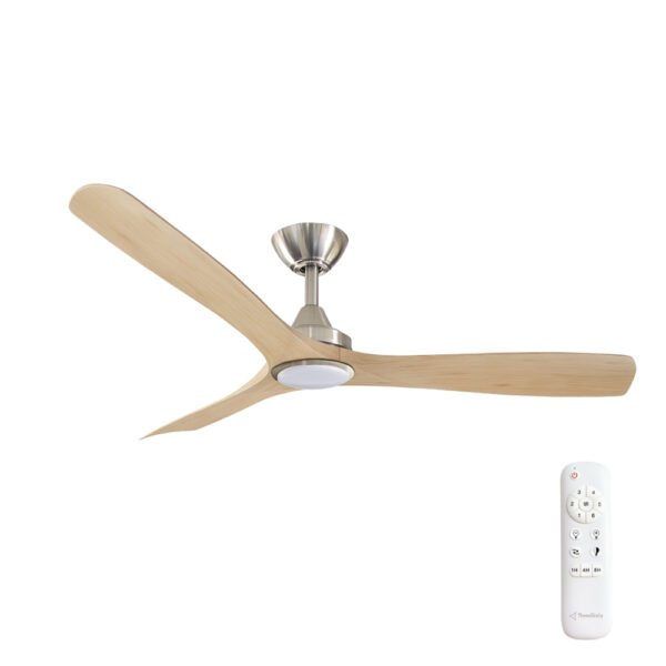 Three Sixty Spitfire DC Ceiling Fan with LED Light - 52" (Brushed Nickel with Natural Blades) - Image 1