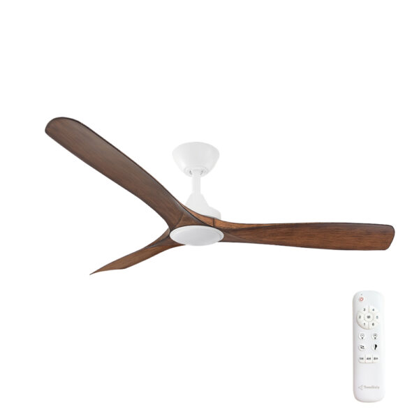 three-sixty-spitfire-dc-ceiling-fan-with-led-light-white-with-koa-blades-52 Three Sixty Spitfire DC Ceiling Fan with LED Light - 52" (White with Koa Blades) - Image 1